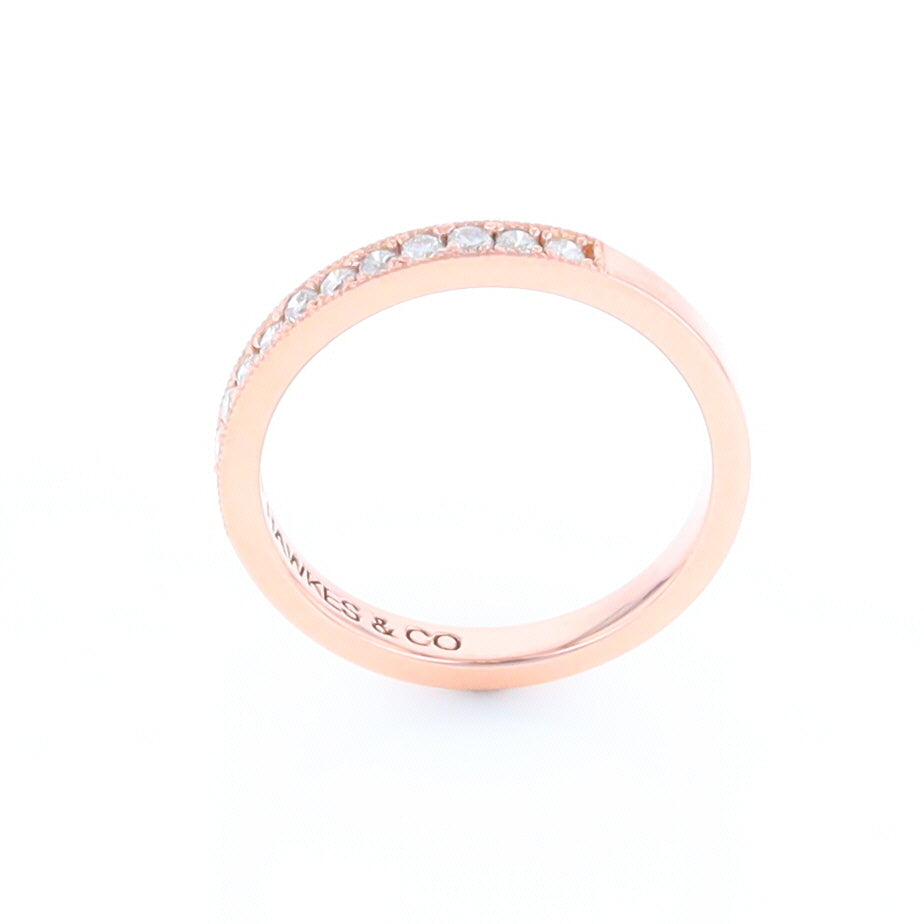 Rose Gold Milgrain Diamond Wedding Band