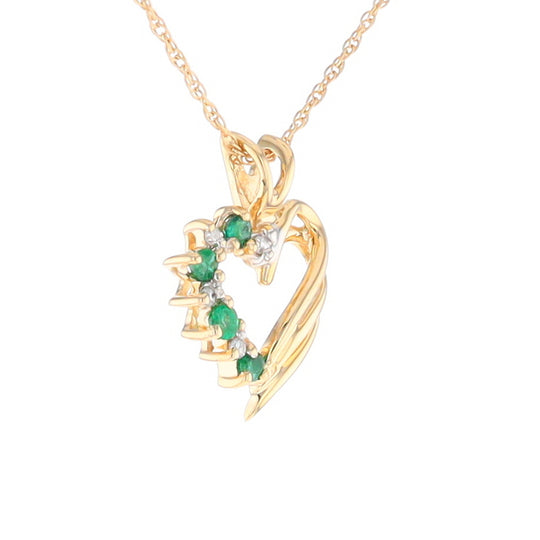 Open Heart Emerald and Diamond Pendant