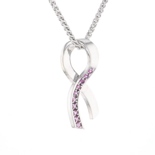 Pink Sapphire Breast Cancer Ribbon Pendant