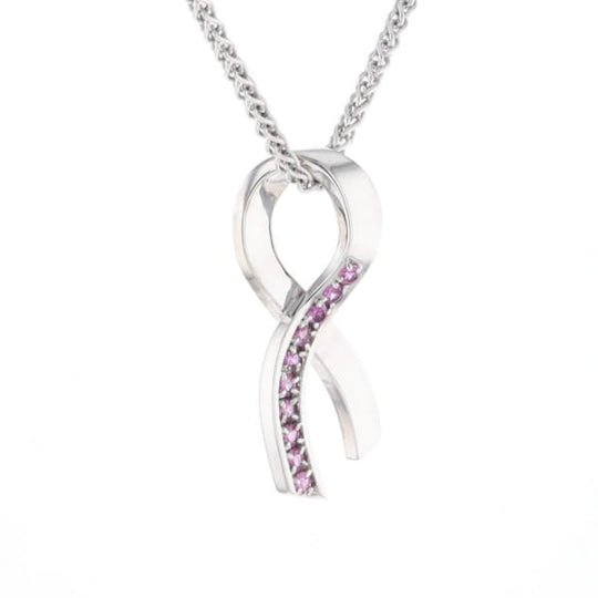Pink Sapphire Breast Cancer Ribbon Pendant