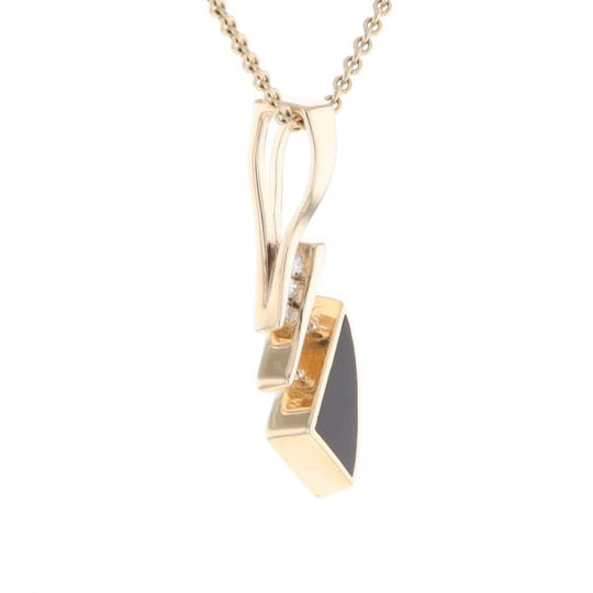 Retro Style Triangular Onyx Inlaid Pendant with .07ctw Diamonds