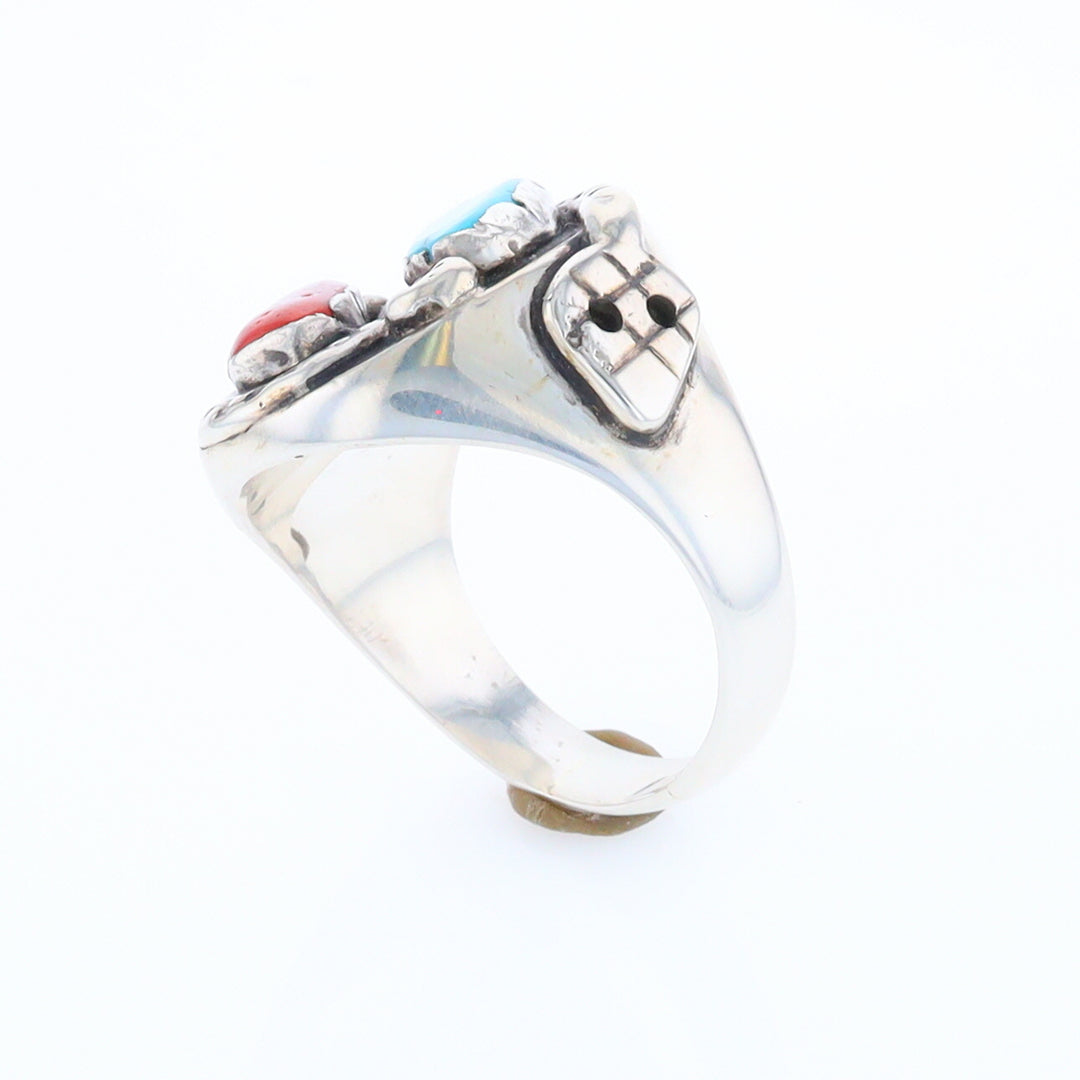 Coral and Turquoise Native Snake Ring