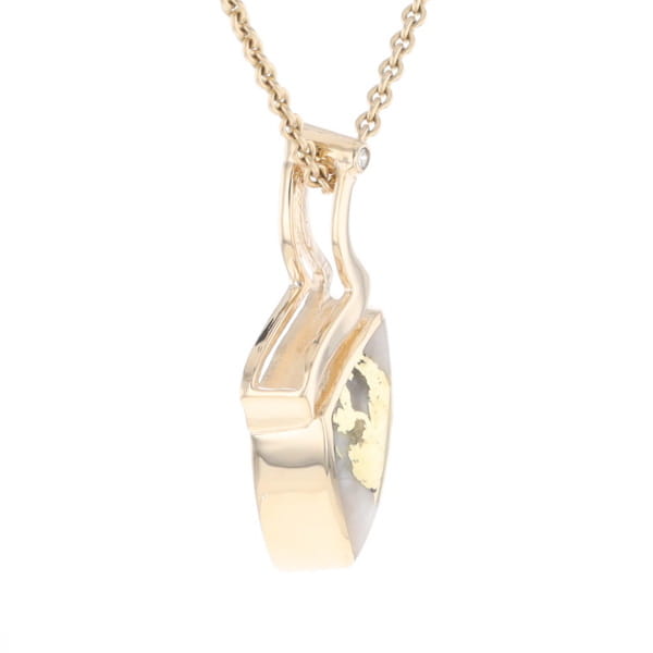 Gold Quartz Triangulare Inlaid Pendant with Diamond Accent