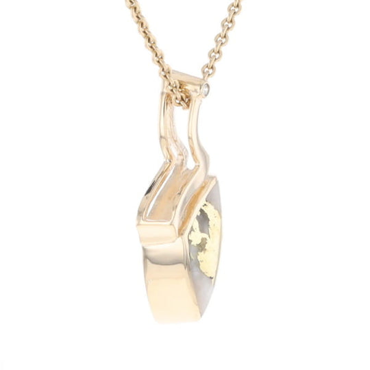 Gold Quartz Triangulare Inlaid Pendant with Diamond Accent