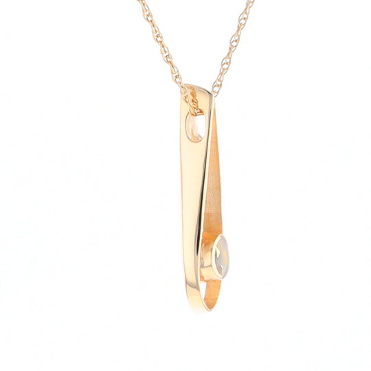 Open Teardrop Round Gold Quartz Inlaid Pendant