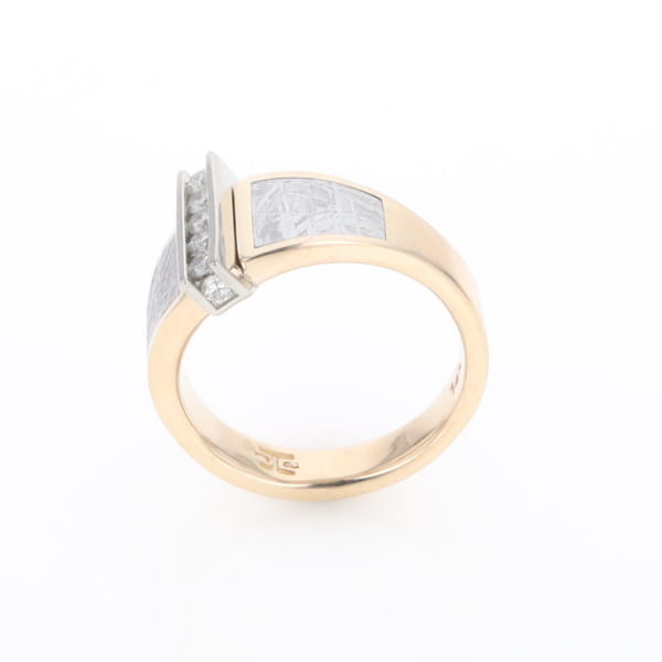 Meteorite Ring Double Sided Inlaid Design with .23ctw Diamonds