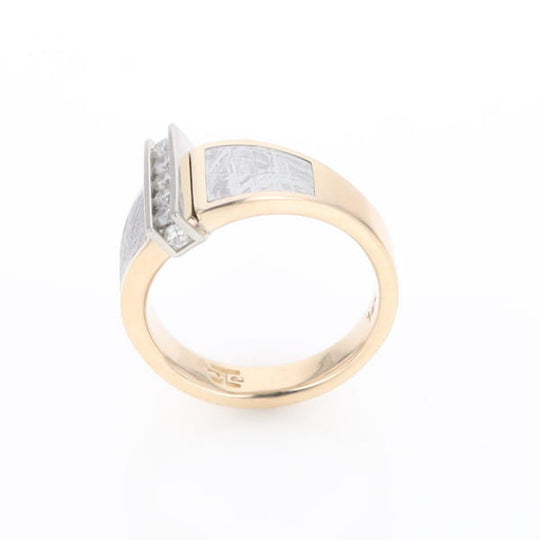 Meteorite Ring Double Sided Inlaid Design with .23ctw Diamonds