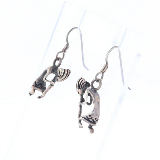 Silver Kokopelli Dangle Earrings