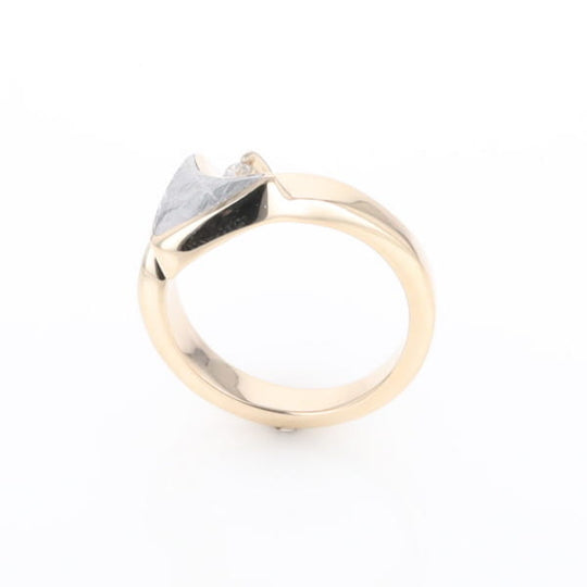 Meteorite Ring Boat Sail Inlaid Design with .04ctw Round Diamond
