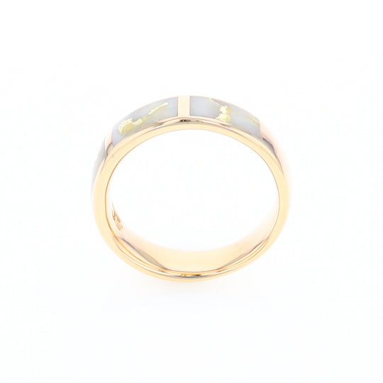 G1 Gold Quartz Ring, Three Section Rectangle Inlaid Band