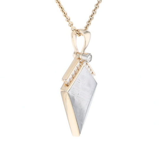Meteorite Kite Shape Inlaid Pendant with 0.19ctw Diamonds