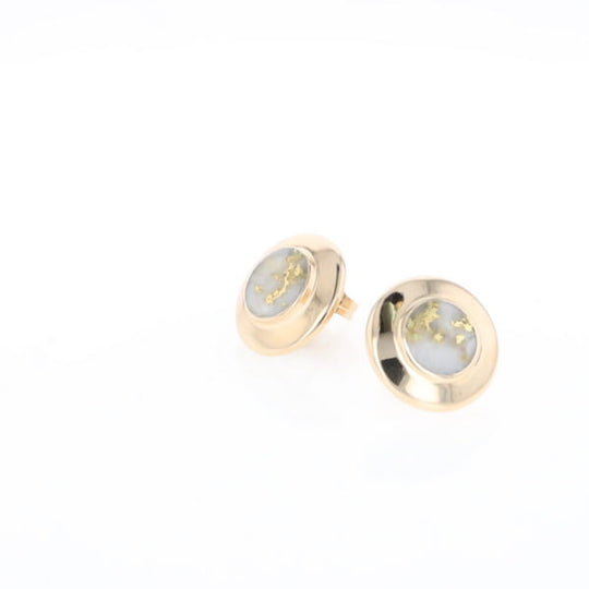 Superior Quality Gold Quartz Inlaid Circle Stud Earrings