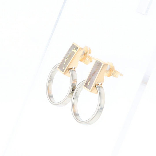 Gold Quartz Rectangle Inlaid Knocker Earrings - G2