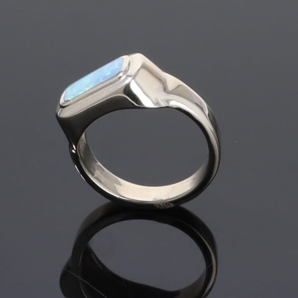 Opal Rings Rectangle Inlaid Design Lady's Ring