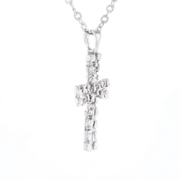 Sterling Silver Nugget Pattered Cross Necklace