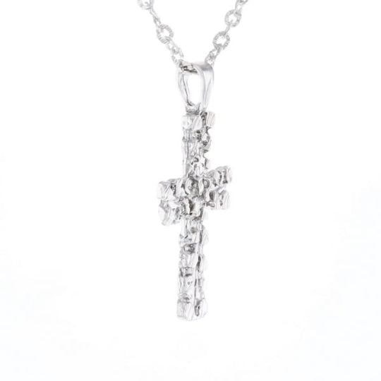 Sterling Silver Nugget Pattered Cross Necklace