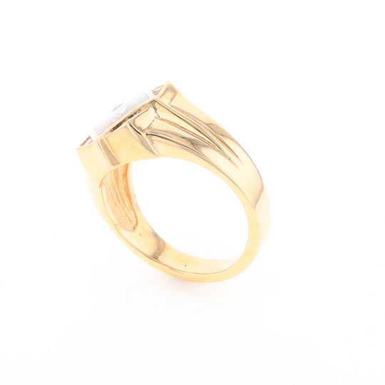 Gold Quartz Mens Ring with Diamond Accents