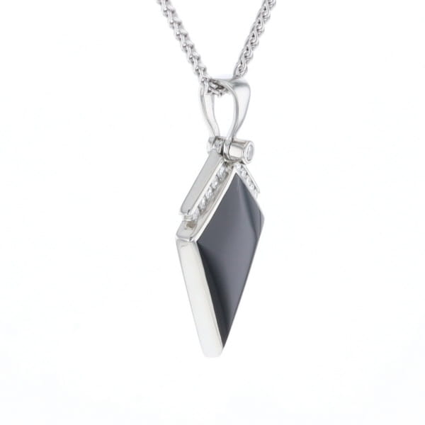 Onyx Kite Design Inlay .19Ctw Diamond Pendant