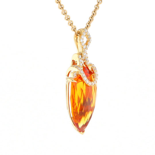 Citrine Pendant with Diamond Bail