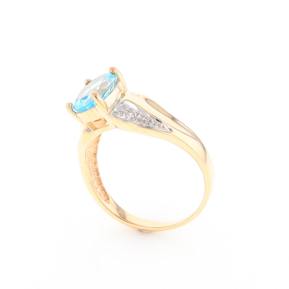 Blue Topaz Ring with Diamond Accents