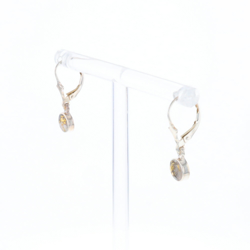 Gold Quartz Inlaid Round Bezel Earrings