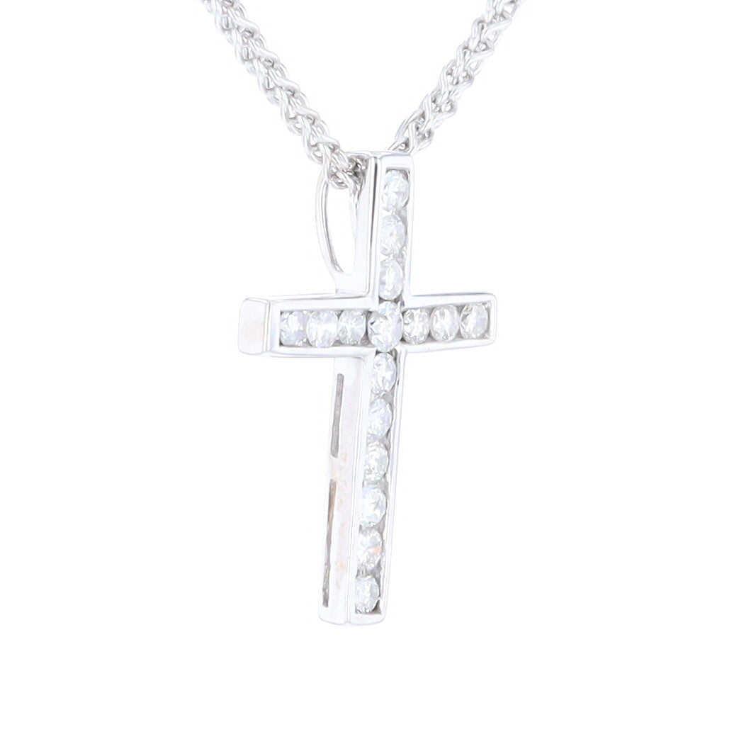 Channel Set Diamond Cross Pendant