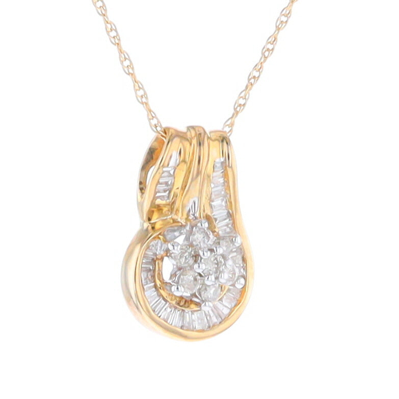 Gold Slide and Flower Diamond Pendant