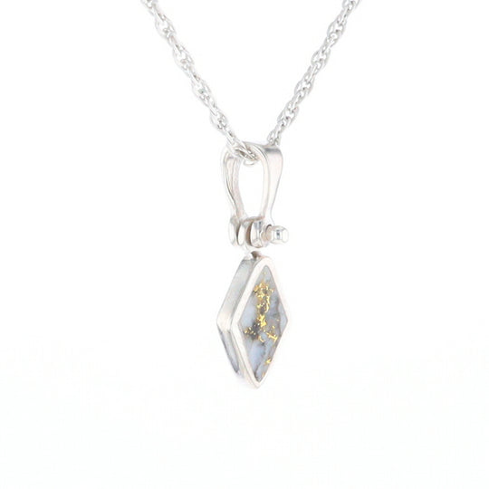 Sterling Silver Gold Quartz Inlaid Diamond Pendant - G3