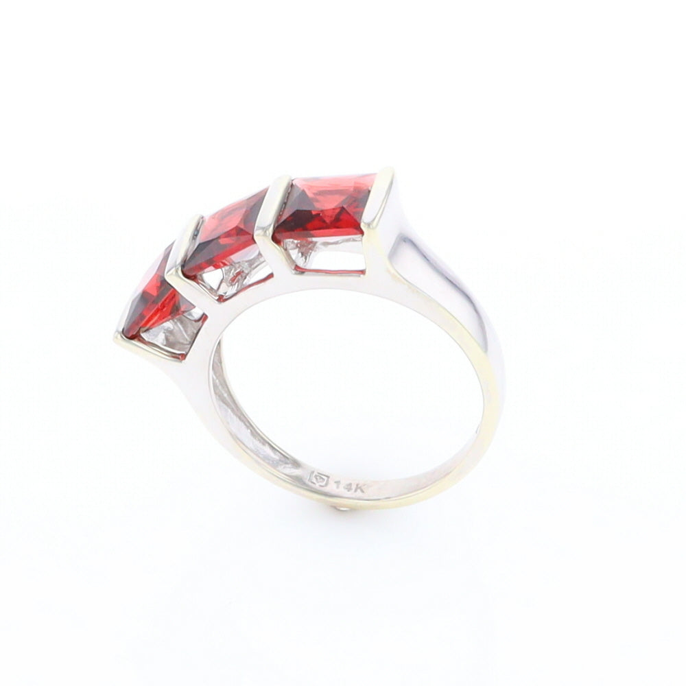 Three Square Garnet Ring