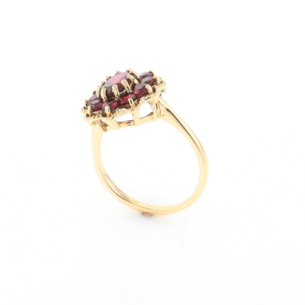 Floral Cluster Garnet Ring