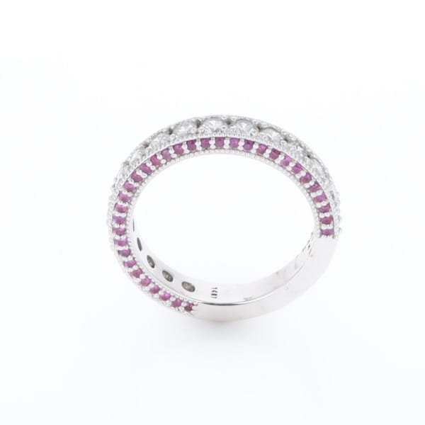 Diamond and Pink Sapphire Wedding Band
