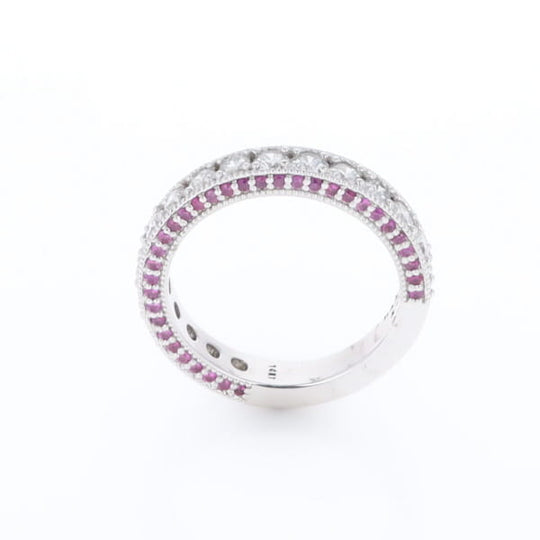 Diamond and Pink Sapphire Wedding Band