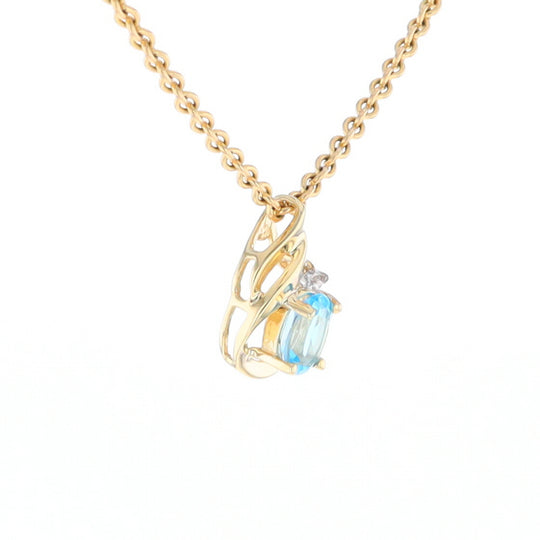 Pear Blue Topaz Diamond Pendant