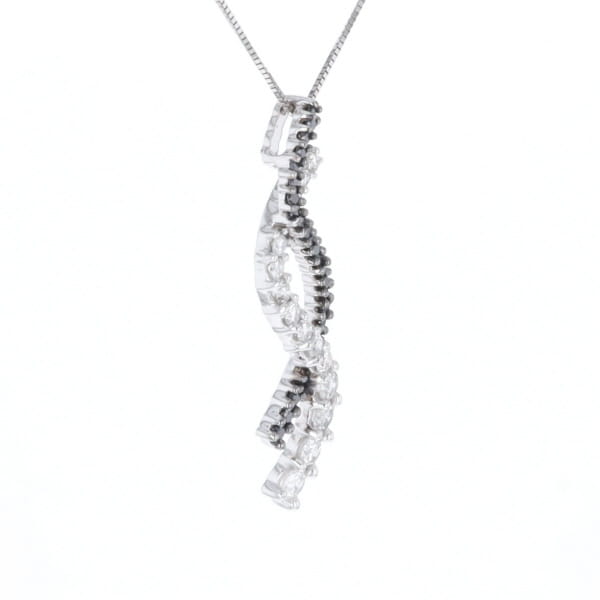 Ribbon Necklace With Black and White Diamonds