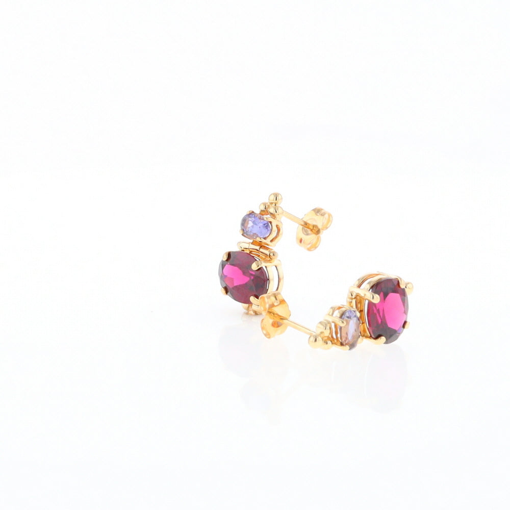 Garnet & Amethyst Dangle Earrings