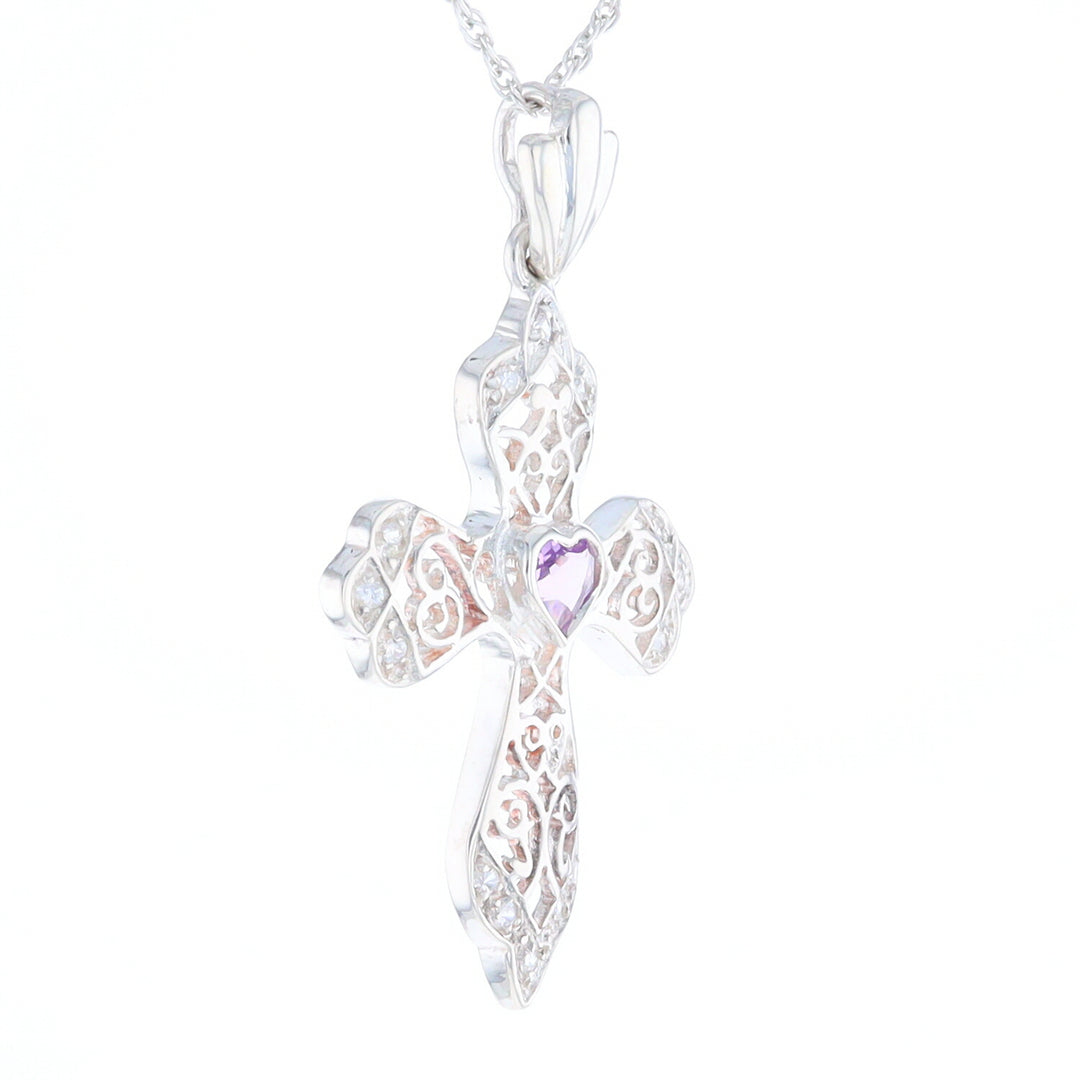 Heart Amethyst Cross Pendant