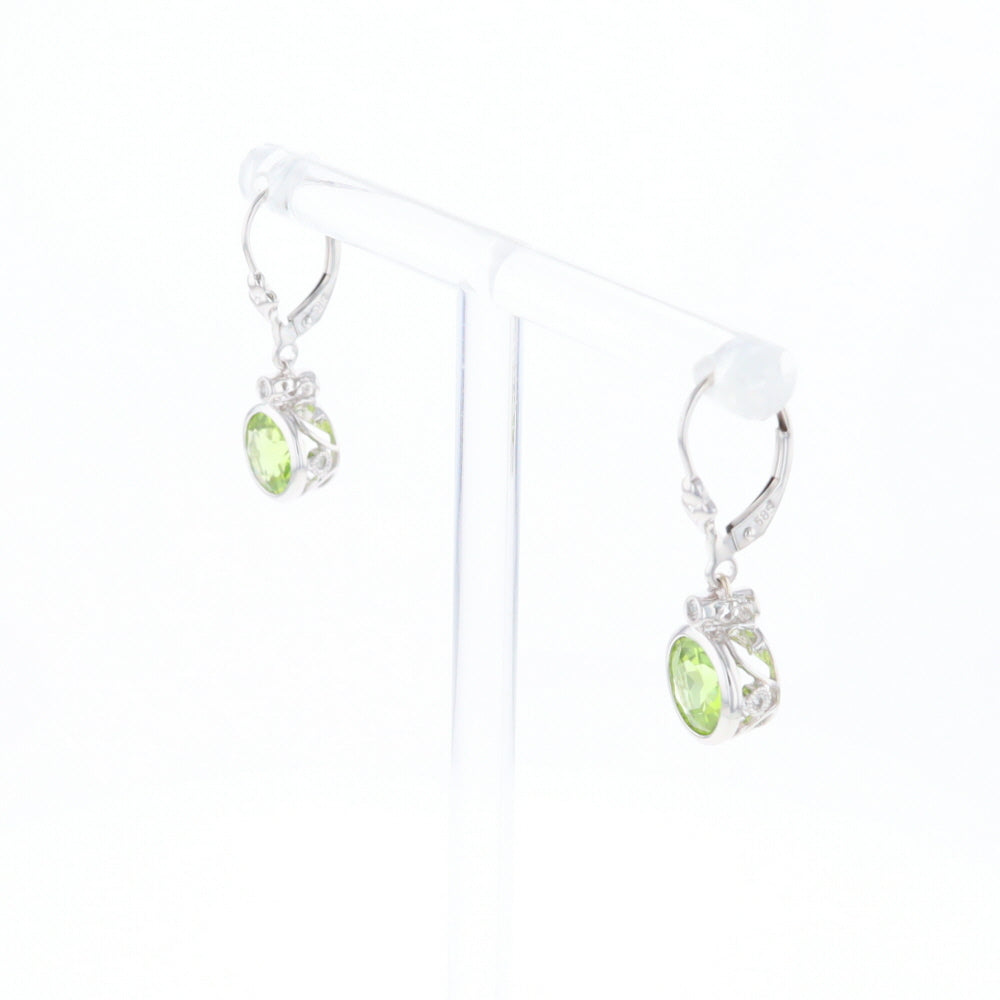 Peridot Dangle Earrings with Diamond Accents