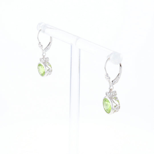 Peridot Dangle Earrings with Diamond Accents