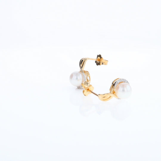 Pearl Drop Earrings with Diamond Halos