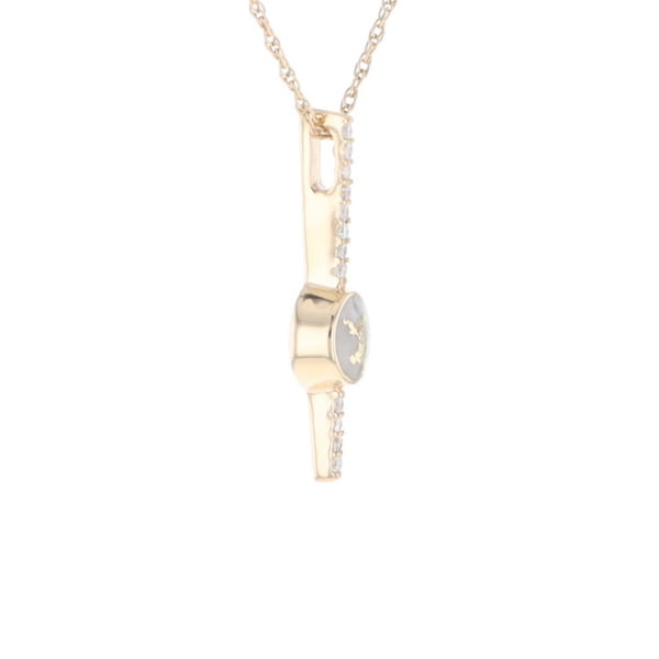 Diamond Bar Gold Quartz Round Inlaid Pendant G2