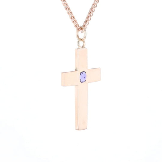 Cross Pendant with Purple Sapphire