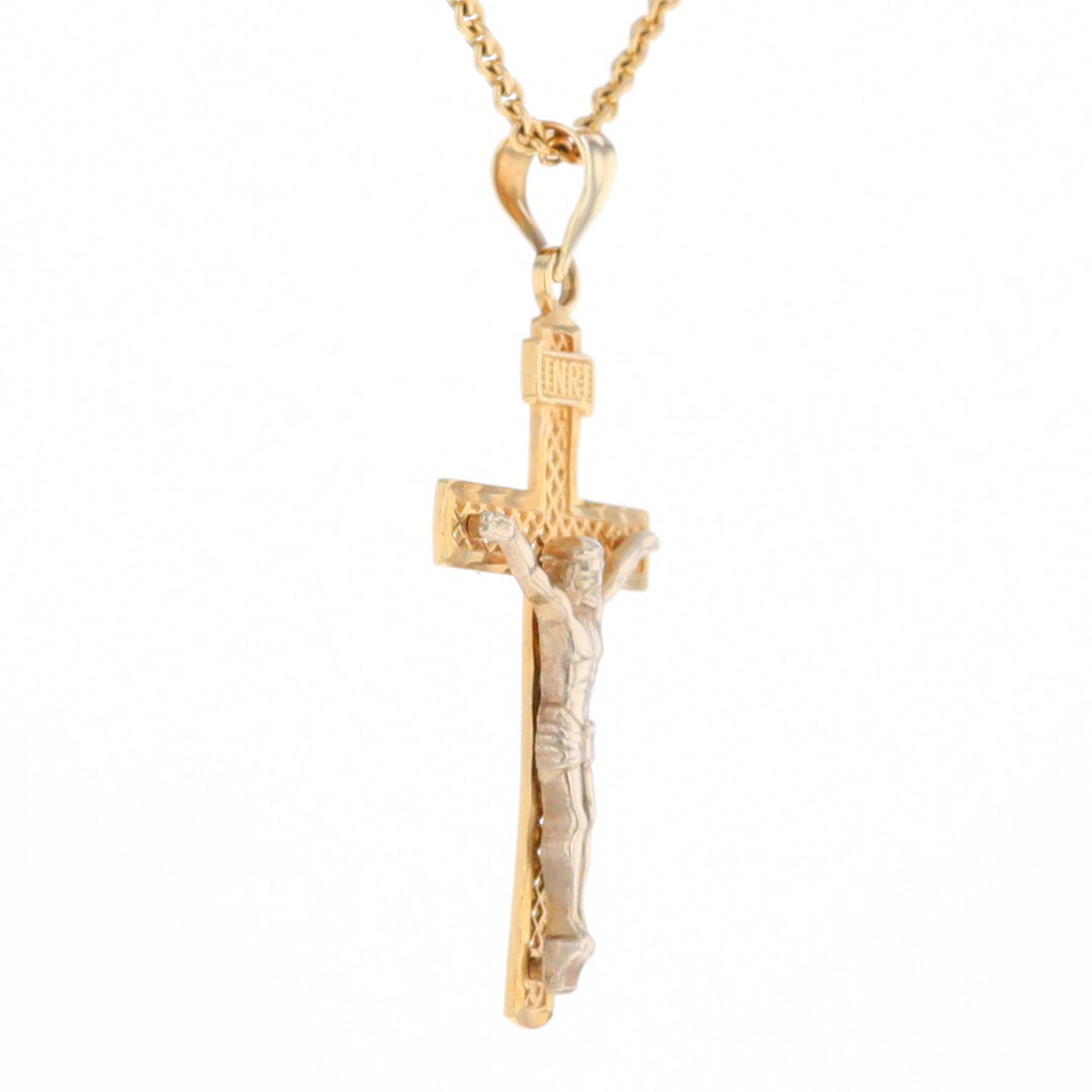 Two Tone Gold Crucifix Pendant