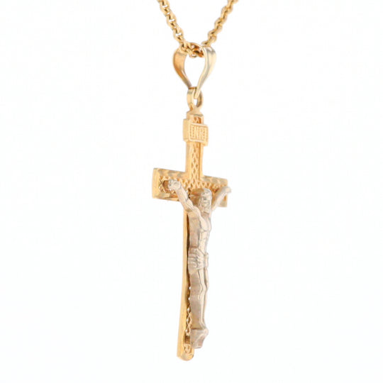 Two Tone Gold Crucifix Pendant