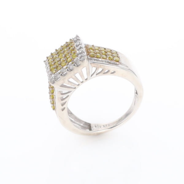 Yellow and White Diamond Filigree Design Ring