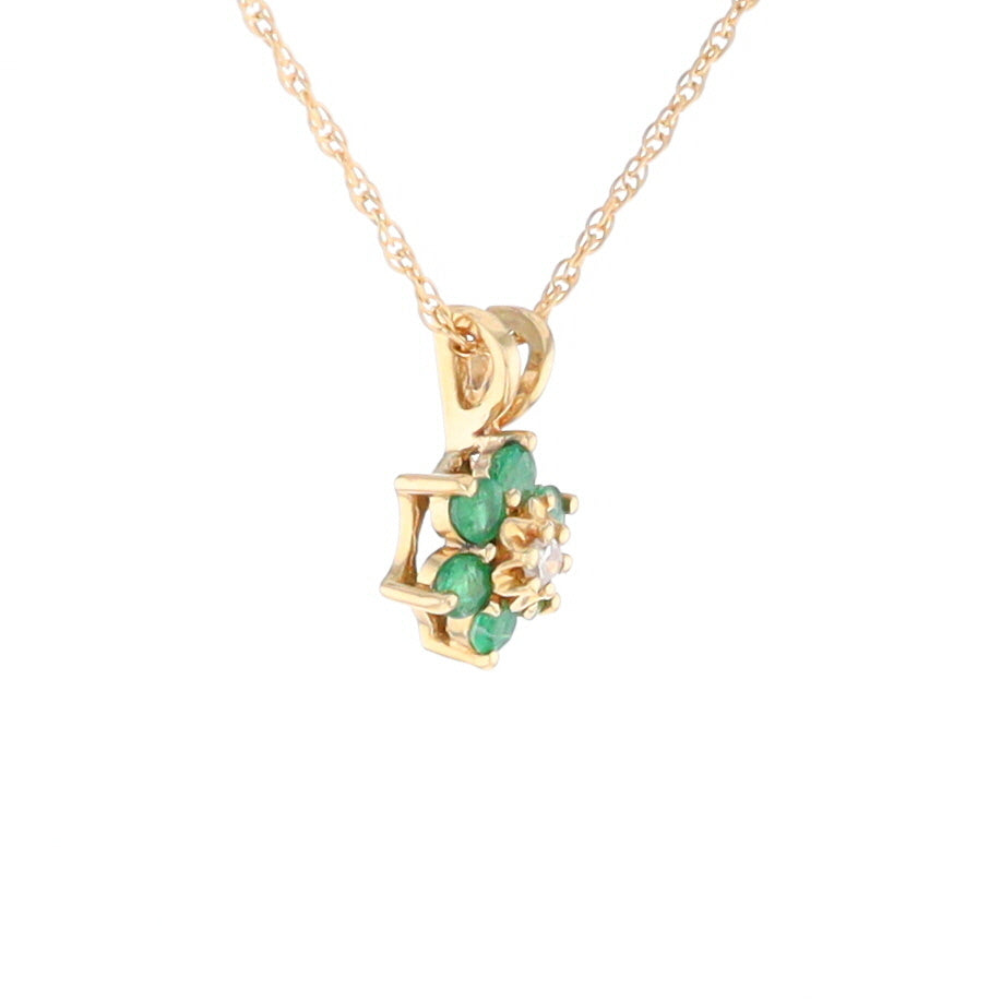 Small Emerald Flower Pendant