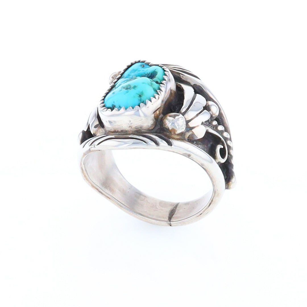 Navajo Turquoise and Feather Design Ring