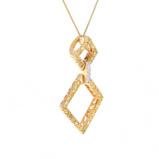 Yellow Sapphire Double Square Necklace