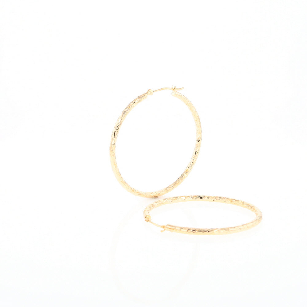 Textured Hollow Diamond Cut Hoop Earrings