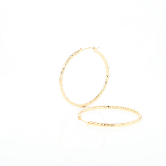 Textured Hollow Diamond Cut Hoop Earrings