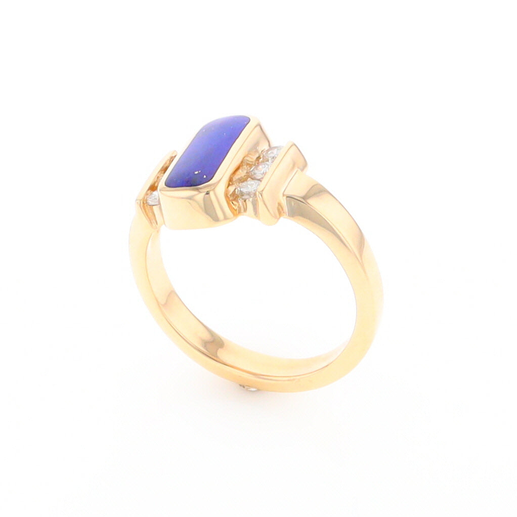 Lapis 0.24ctw Diamond Ring